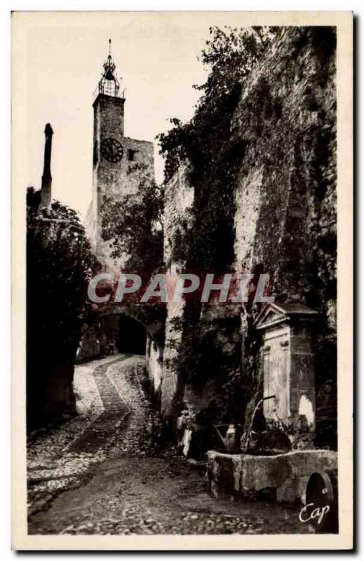 Old Postcard Vaison la Romaine Belfry and door at the Top