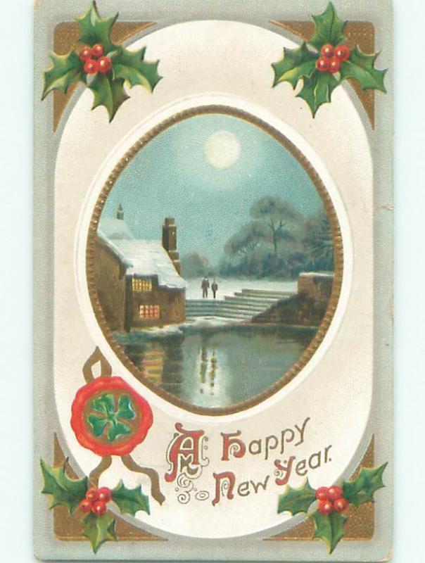 Divided-Back NEW YEAR SCENE Great Postcard W7593