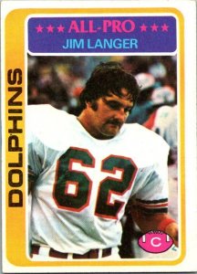 1978 Topps Football Card Jim Langer Miami Dolphins sk7218