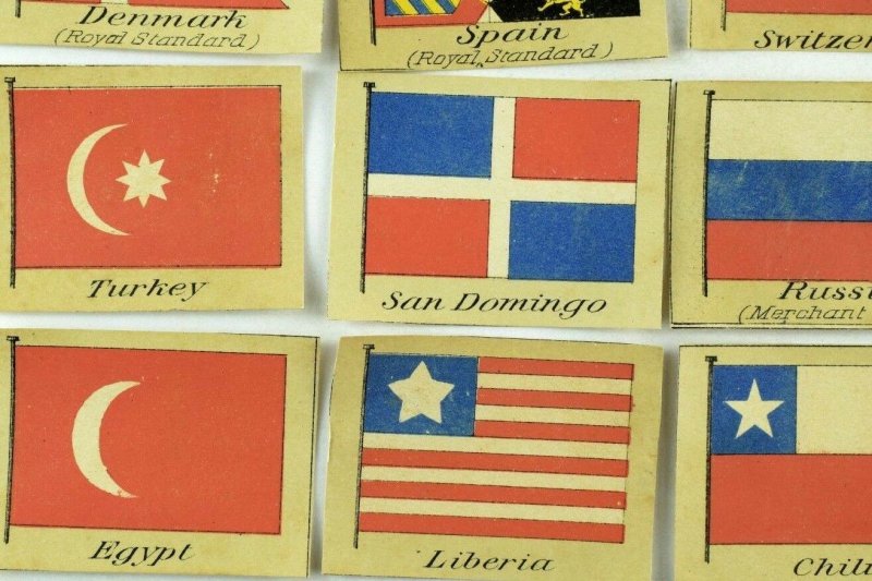 1880's International Country Flags Victorian Card Lot o 15 Flag Trade P114 