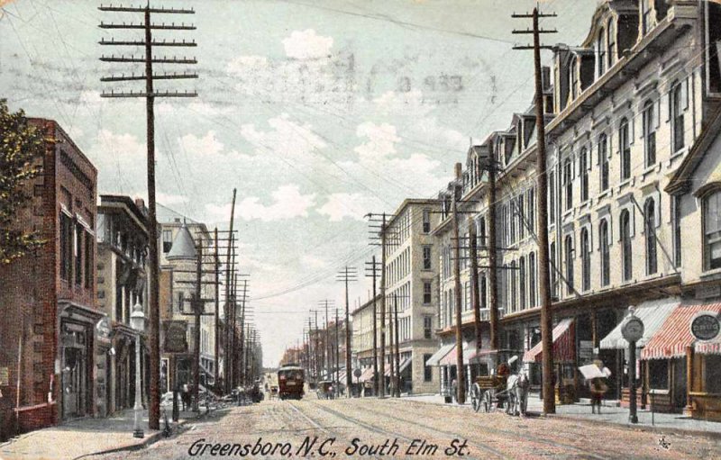 Greensboro North Carolina South Elm Street Vintage Postcard JI658461