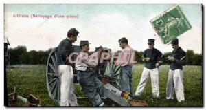 Old Postcard Army Artillery cleaning of Canon & # 39A room