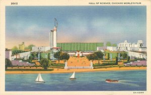 Chicago World's Fair Hall of Science, Sailboats CT Art Colortone Postcard 36A12