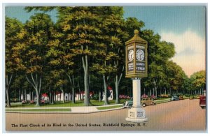 1950 The First Clock of its Kind in United States Richfield Springs NY Postcard 