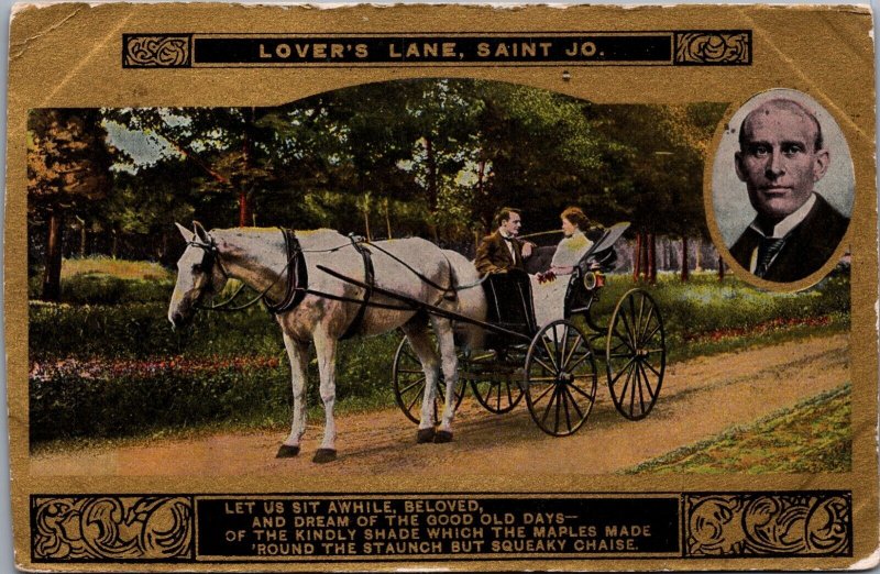 USA Lover's Lane Saint Jo  Vintage Postcard 09.74