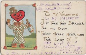 VALENTINE'S DAY Love Postcard Holiday Greetings 1911 HEART HEAD Bottle 139