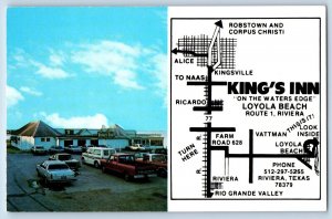 c1950's Kings Inn Hotel & Restaurant Classic Cars Riviera Texas Vintage Postcard