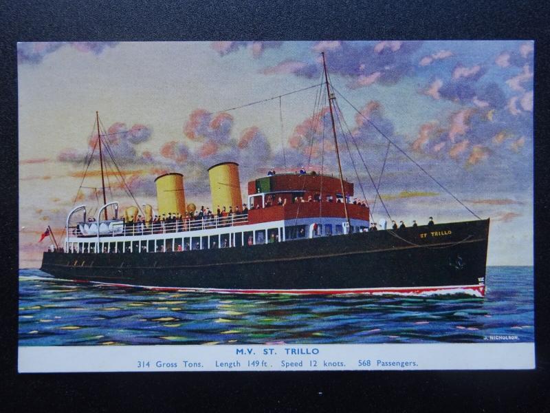 Shipping M.V. ST. TRILLO Liverpool & North Wales Steamship Co. c1930's Postcard