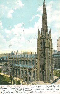 NYC New York Trinity Church UDB Postcard Postmarked 1906