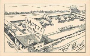 Artist Impression Birdseye 1940s Motel Fort Henry roadside Wheeling West VA 1131