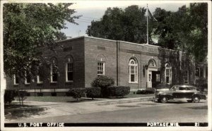 Portage WI US Post Office & Car Real Photo Postcard