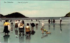 San Sebastian Playa de la Concha Spain Unused Vintage Postcard D63
