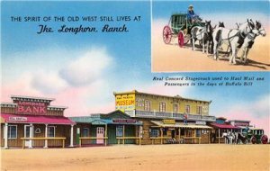 THE LONGHORN RANCH Moriarty, NM Route 66 Roadside New Mexico Postcard ca 1950s