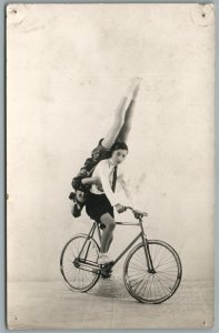 BICYCLE CIRCUS FOUR WONDER WHEELS 1935 VINTAGE REAL PHOTO POSTCARD RPPC