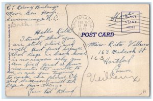 1943 Military Holding Umbrella Parachute Hartford CT Soldier Mail Postcard