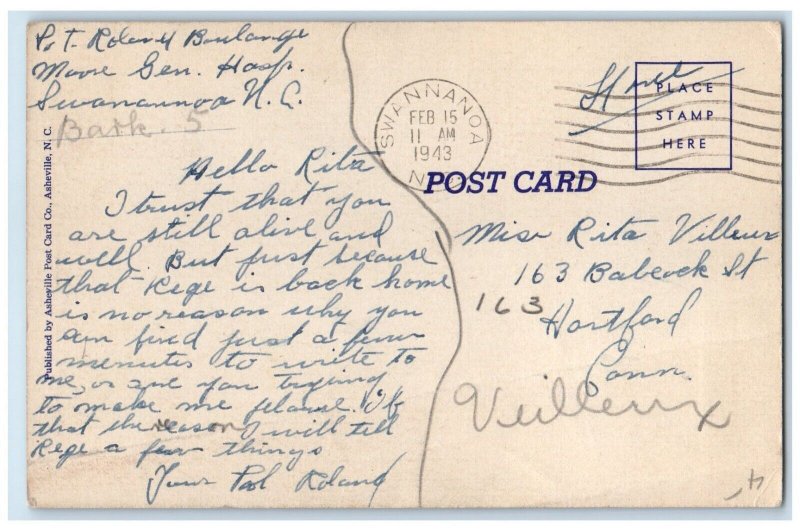 1943 Military Holding Umbrella Parachute Hartford CT Soldier Mail Postcard