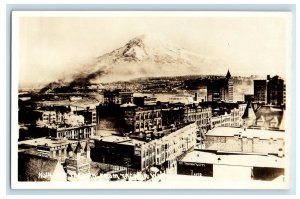 c1910's Mount Tacoma From Tacoma Washington WA RPPC Photo Antique Postcard