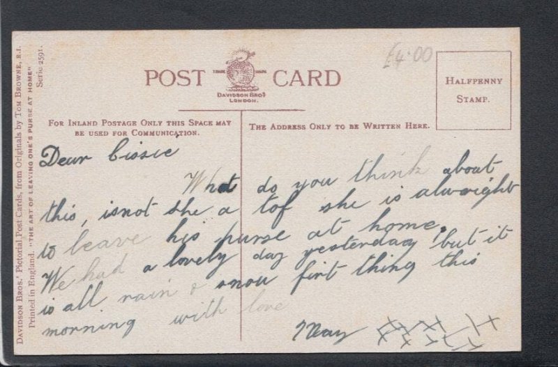 Comic Postcard - Train Journey / Money / Purse SW2915