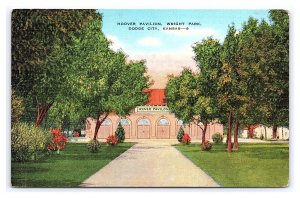 Hoover Pavilion Wright Park Dodge City Kansas c1943 Postcard