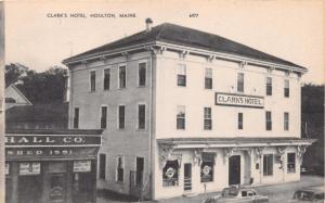 HOULTON MAINE CLARK'S HOTEL~TAXI PARKED IN FRONT~PHOTO POSTCARD 50s