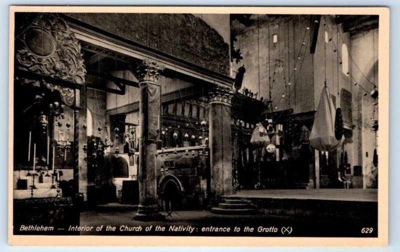 BETHLEHEM Interior of the Church of the Nativity PALESTINE Postcard