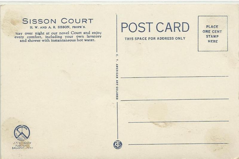 New York Lake George Sisson Court H J A E Sisson Propr C 19 30 Hippostcard