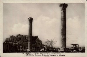 Athenes Athens Greece Columns of Jupiter Olympian Real Photo Vintage Postcard