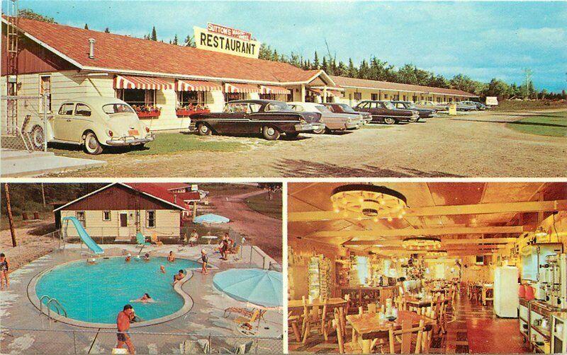 Cook Motel Restaurant 1960s St Ignace Michigan Sutton's Wagonwheel 2522 pool