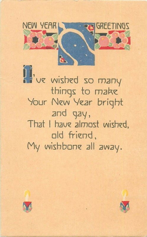 Holidays New Year greetings message miscellaneous postcard Volland Chicago 1915 