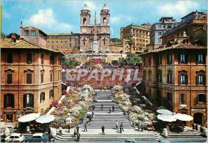 Postcard Modern Rome Spanish Steps and Trinita dei Monti