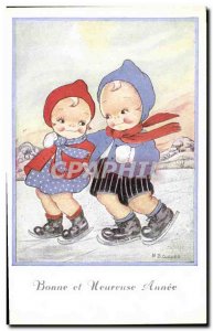 Old Postcard Fantasy Illustrator Cooper Kids Skates has ice