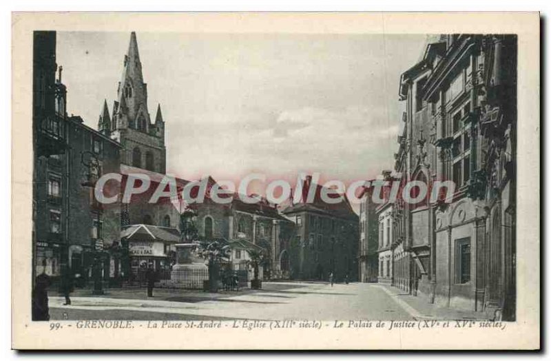 Old Postcard Grenoble Place St. Andre Church courthouse