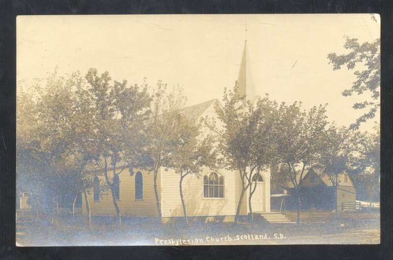 RPPC SCOTLAND NORTH DAKOTA PRESBYTERIAN CHURCH 1909 REAL PHOTO POSTCARD