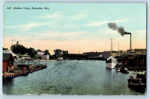 c1910's Harbor View Steam Ship Boats Docking Kenosha Wisconsin Antique Postcard