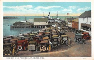 St Ignace Michigan State Ferry Dock Vintage Postcard AA17913