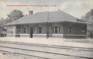 Sturgis Michigan Grand Rapids and Indiana Station Vintage Postcard AA14249