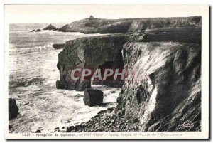 Old Postcard Presqu island of Quiberon and Port Blanc Rock Pointe of Observatory