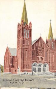 Minot North Dakota~St Leo's Catholic Church~Gothic Style Building~c1910 Postcard