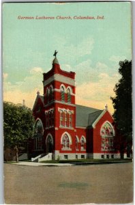 View of German Lutheran Church, Columbus IN Vintage Postcard W31