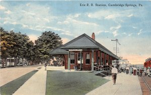 J58/ Cambridge Springs Pennsylvania Postcard c1910 Erie Railroad Depot 34