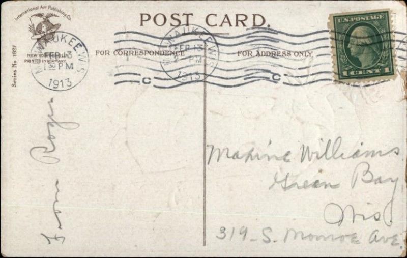 Ellen Clapsaddle Valentine Woman Giant Head & Tiny Men c1910 Postcard