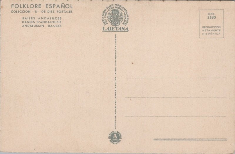 Bailes Andaluces Folklore Espanol Spain Vintage Postcard C104