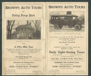 Ca 1915 PHILADELPHIA PA BROWNS AUTO TOURS LEAFLET, RARE