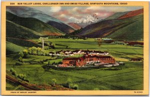 Postcard ID Sawtooth Mountains Sun Valley Lodge Challenger Inn Swiss Village