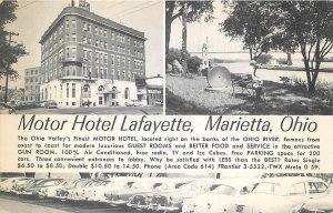 MARIETTA, Ohio OH ~ Roadside MOTOR HOTEL LAFAYETTE Washington County Postcard