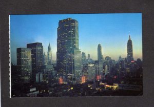 NY Night View RCA Building Chrysler Empire State New York City NYC Postcard