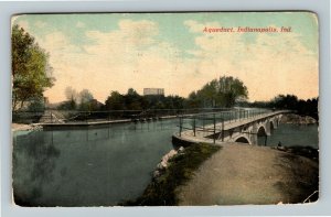 Indianapolis IN- Indiana, Aqueduct, Bridge Area, Water, Vintage Postcard