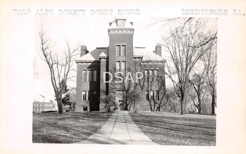 Iowa Ia Postcard Real Photo RPPC c1950 EMMETSBURG Palo Alto County Court House