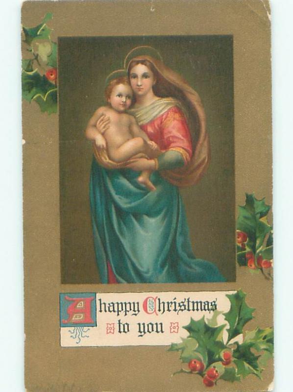 Pre-Linen Christmas nativity MARY HOLDING BABY JESUS AB5708