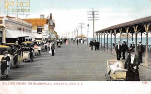 Rolling Chairs On Boardwalk - ATLANTIC CITY NJ - Vintage Postcard ca 1907